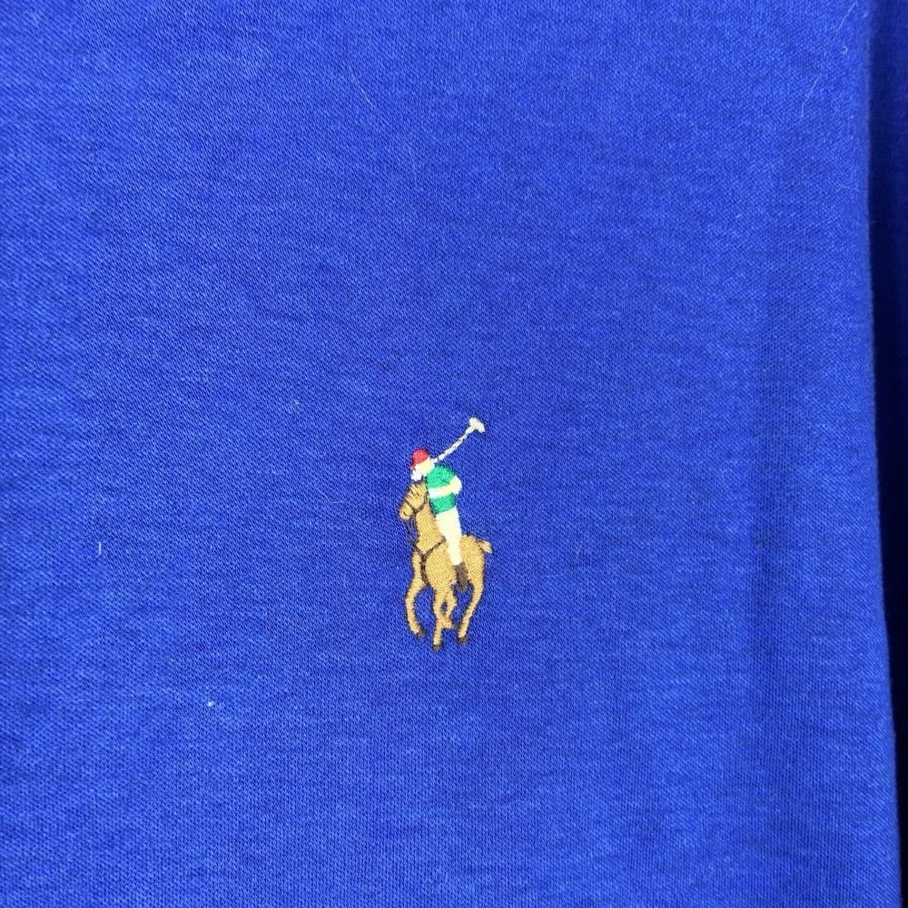 Polo Ralph Lauren Polo Shirt Mens Large Cobalt Blue Slim Fit Cotton Pony EUC